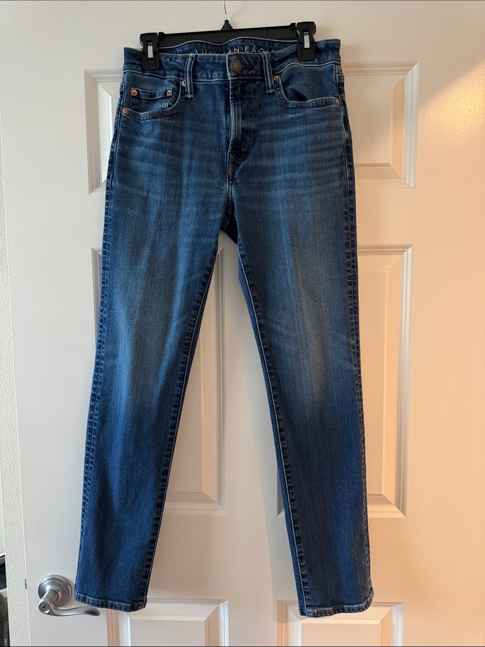 American Eagle Outfitters Men's Slim Straight Jeans in Dark Blue